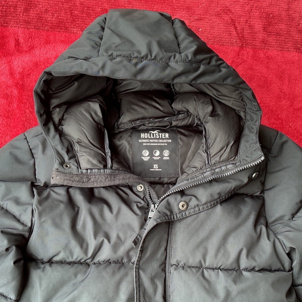 Hollister Puffer Jacket Mens XS Black Fair Ultimate Collection 332J2627 Hooded